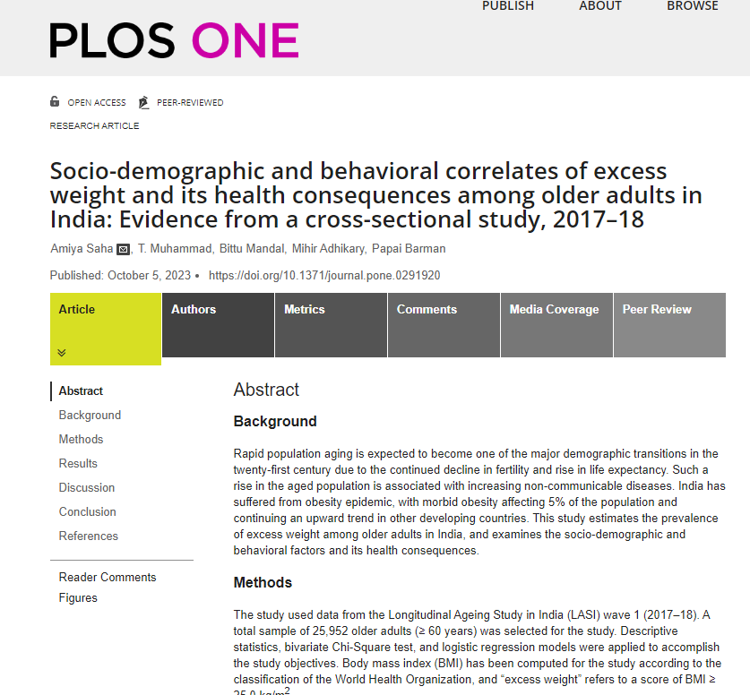 Excess Weight among Elderly