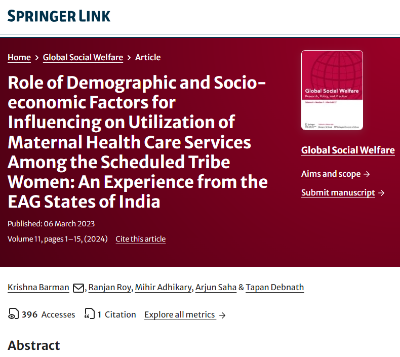Maternal Health Care — Scheduled Tribe Women
