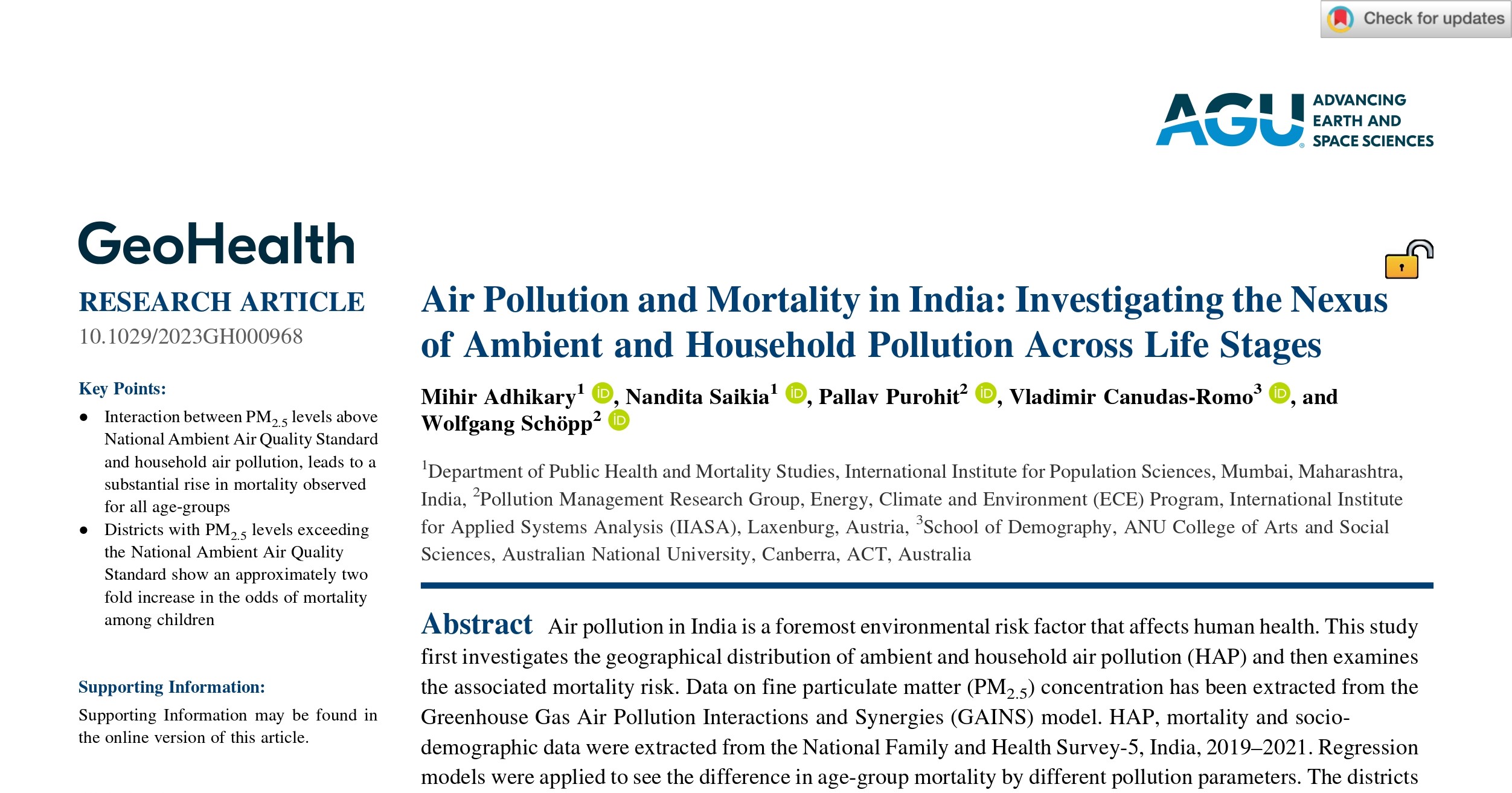 Air Pollution and Mortality in India